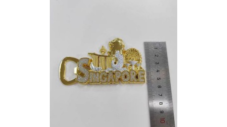 新加坡旅行纪念品金属鱼尾狮冰箱贴起瓶器 